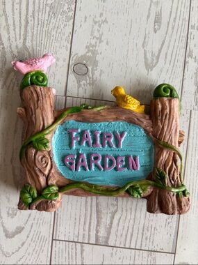 Fairy Garden Forest Figurine Floral Mini Sign Cottagecore Pink Garden pixie